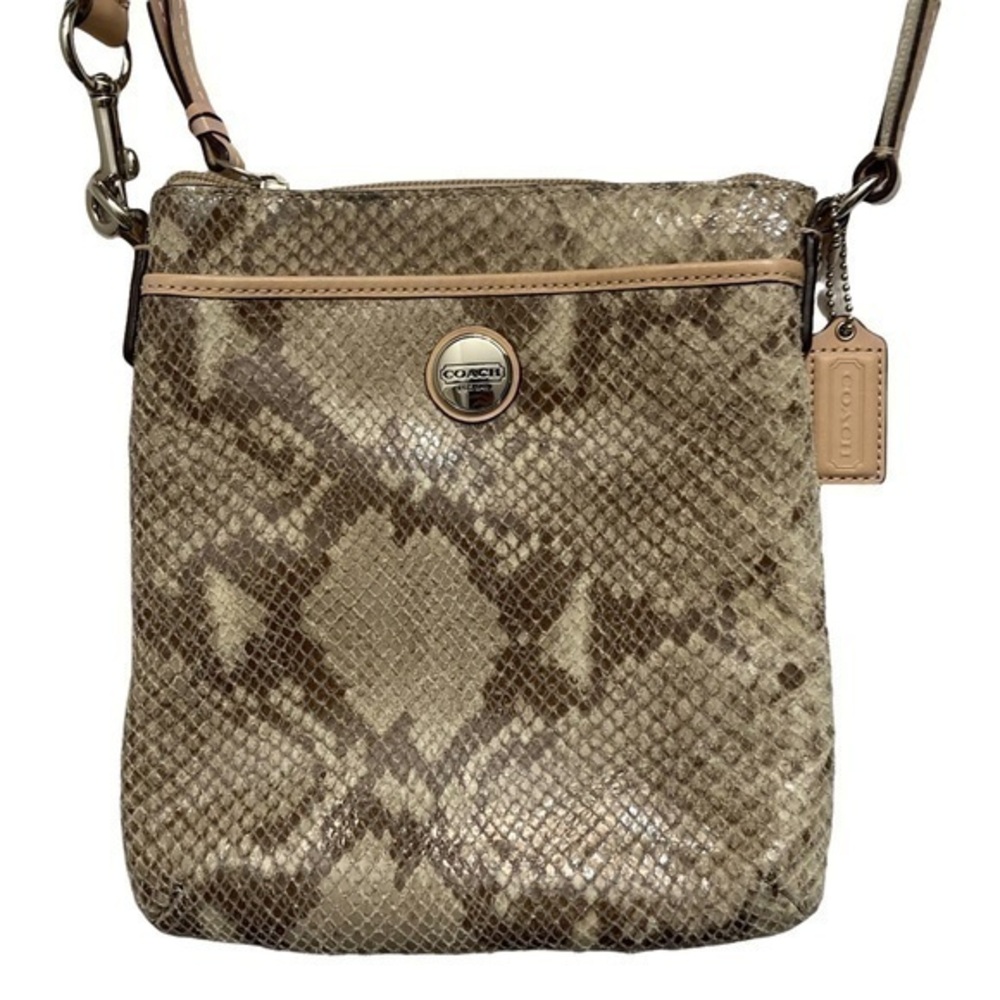 Coach python snakeskin embossed leather crossbody messenger swingpack bag purse